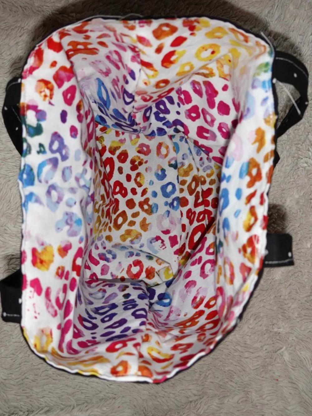 Girls Handmade Black Polka-Dot, Multi-colored Leopard Print Soft Fabric Bag